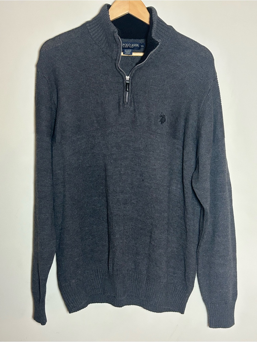 U.S. Polo Assn. Charcoal 1/4 Zip-Neck Sweater, Men’s